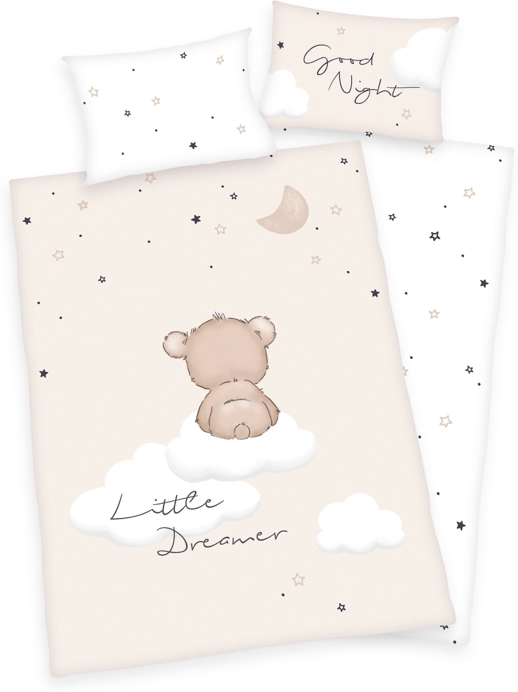 Babybettwäsche BABY BEST "Little Dreamer", bunt, B/L: 100cm x 135cm, 1 Stk., 1 Stk., Renforcé, B/L: 40cm x 60cm, 2 Stk., Renforcé, Obermaterial: 100% Baumwolle, Bettwäsche, Babybettwäsche, mit liebevollem Motiv bunt B/L: 100cm x 135cm, 1 Stk., 1 Stk., Ren