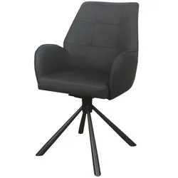 Armlehnstuhl Lederbezug  ¦ schwarz ¦ Maße (cm): B: 56 H: 91 T: 60.0