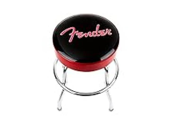 Fender Tabouret de Bar Pivotant Rembourré Logo Rouge Pailleté 24 po