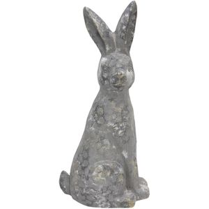 Frank-Flechtwaren Osterdeko 779036, grau, Hasenfigur aus Polyresin, 52 cm