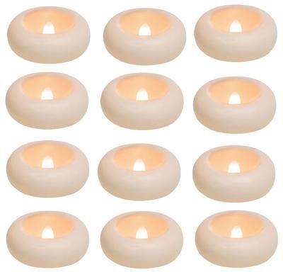 Inspired Living Waterproof Floating LED Candles Flickering Flameless Tea Lights Set For Pool Bath Wedding Decor 12pcs