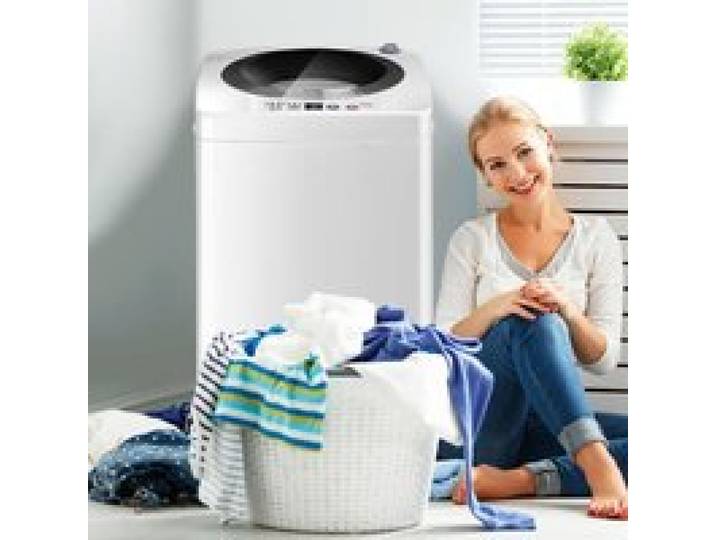 3 5 kg Mini Lave-Linge Tout Automatique Lavage et Essorage du Linge Économe en Énergie avec Pompe et Écran LED Blanc
