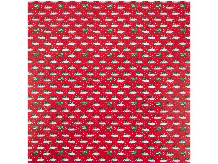 Geschenkpapier rot mit Autos weiss