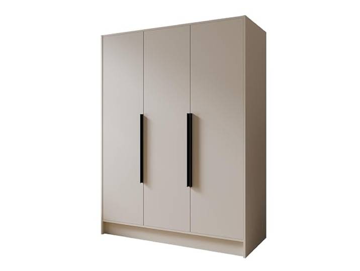 Margaret Hadas24 Drehtürenschrank Goya Kleiderschrank, Spiegel, Griffen, Push-to-Open Tip-ON, großer Stauraum, Regale, Glatte Türen (Kaschmir, Schwarze Griffe, 150 cm)