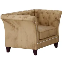 CHESTERFIELD-SESSEL Fusion Beige Samt