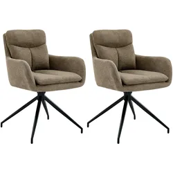 CLP 2er Set Esszimmerstuhl Somers Stoff - Farbe: braun