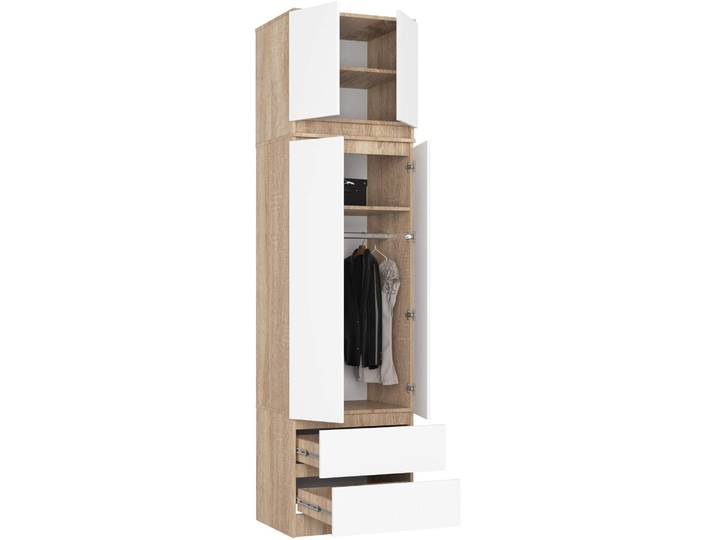Funktionaler Kleiderschrank S60 mit Aufsatz und 2 Schubladen