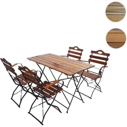 Biergarten-Set HWC-J40, Bistroset Klapptisch Klappstuhl, Gastronomie-Qualität Akazie MVG-zertifiziert ~ braun