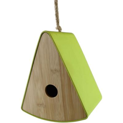 Dekofigur AM DESIGN "Vogelhaus "Pyramide" aus Bambus", grün, B:12cm H:20cm, Bambus, Dekofiguren, in gelb, pink oder grün