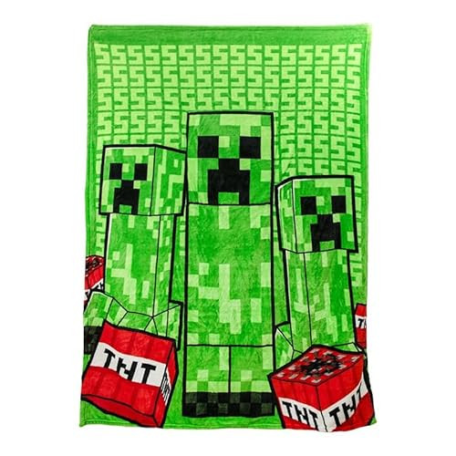 Paladone Minecraft Creeper 2-in-1 kussendeken en plaid, 120 x 150 cm