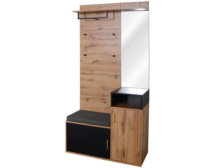 Console d'Entrée avec Miroir, Rangement et Porte-Manteaux