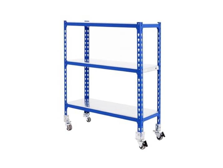 Simonrack Schwerlastregal, Lagerregal, 97,5x80x50 cm, Metallregal, Kellerregal, Biegestelle 75 kg, 3 Fachböden, Blau/Verzinkt - Simonclick