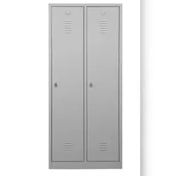 PROREGAL Garderobenspind Camel | 2-Fach mit Pro-Aufteilung| HxBxT 180x80x50 cm | Vorhängeschloss | Grau