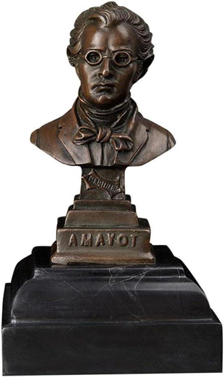 Bronskleurig Man Hoofd Beeld - Bronzen Figuur voor Huisdecoratie - Hoogte: 19 cm