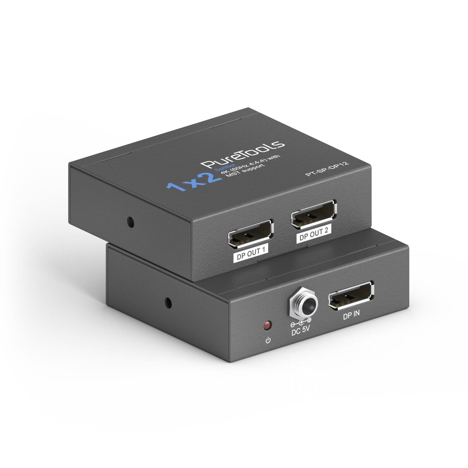 PureTools - DP Splitter 1x2, 4K (60Hz 4:4:4) mit MST PT-SP-DP12