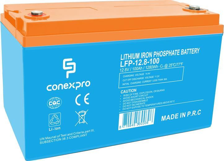 Conexpro LFP-12.8-100 LiFePO4 batterij 12V 100Ah met Bluetooth en M8 aansluiting