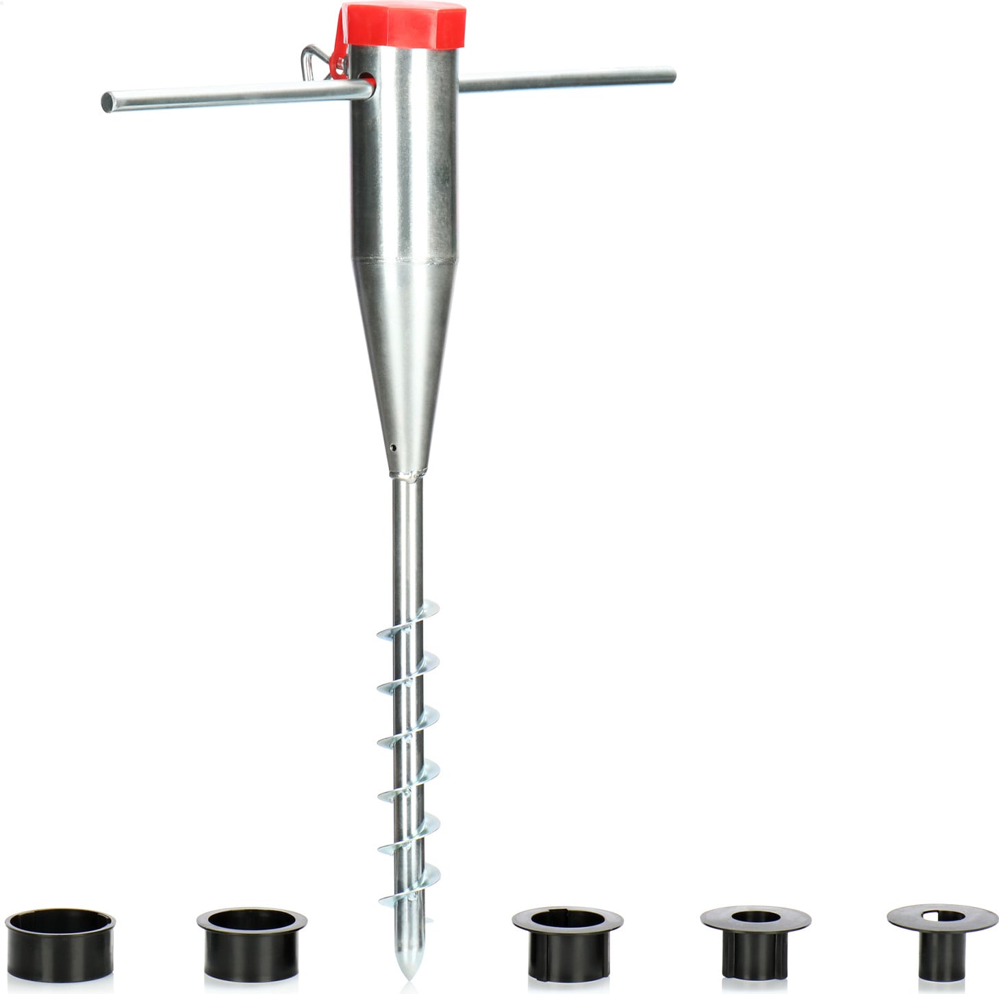 COM-Four parasolhouder van staal met grondpen en inschroefstang voor parasols en waslijnen, diameter stang: 25 - 60 mm