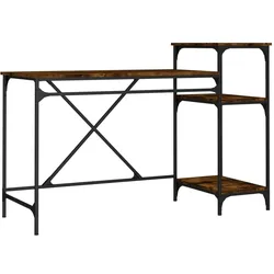 vidaXL Schreibtisch mit Regal Räuchereiche 135x50x90 cm Holzwerkstoff