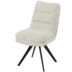 Décoshop26 - Esszimmerstuhl Küchenstuhl Drehstuhl automatische Positionierung Stoff/Bouclé-Gewebe cremeweiß 04_0006284