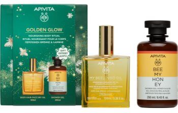 Apivita Golden Glow coffret presente de Natal para pele fina e lisa . Golden Glow