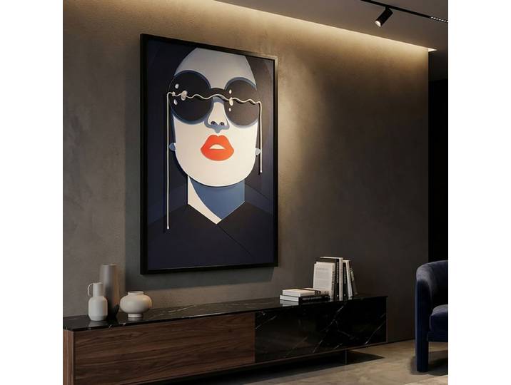 Tableau impression sur toile LED femme lunettes 80x120 cm Cécile