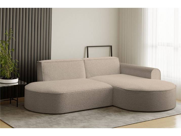 Fun Möbel Ecksofa Ecksofa Designersofa BONDY in Stoff mit Ottomane, Ottomane links oder rechts, Rundumbezug
