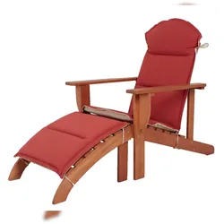 DELUKE Adirondack-Stuhl MARKUS mit Auflage Natur Eukalyptus Liegestuhl Adirondack Gartenstuhl Sonnenliege