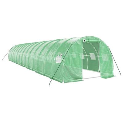 Helloshop26 - Gewächshauszelt für Pflanzen Blumen und Gemüse mit Stahlrahmen 42 m² 14 x 3 x 2 m grün 02_0044592