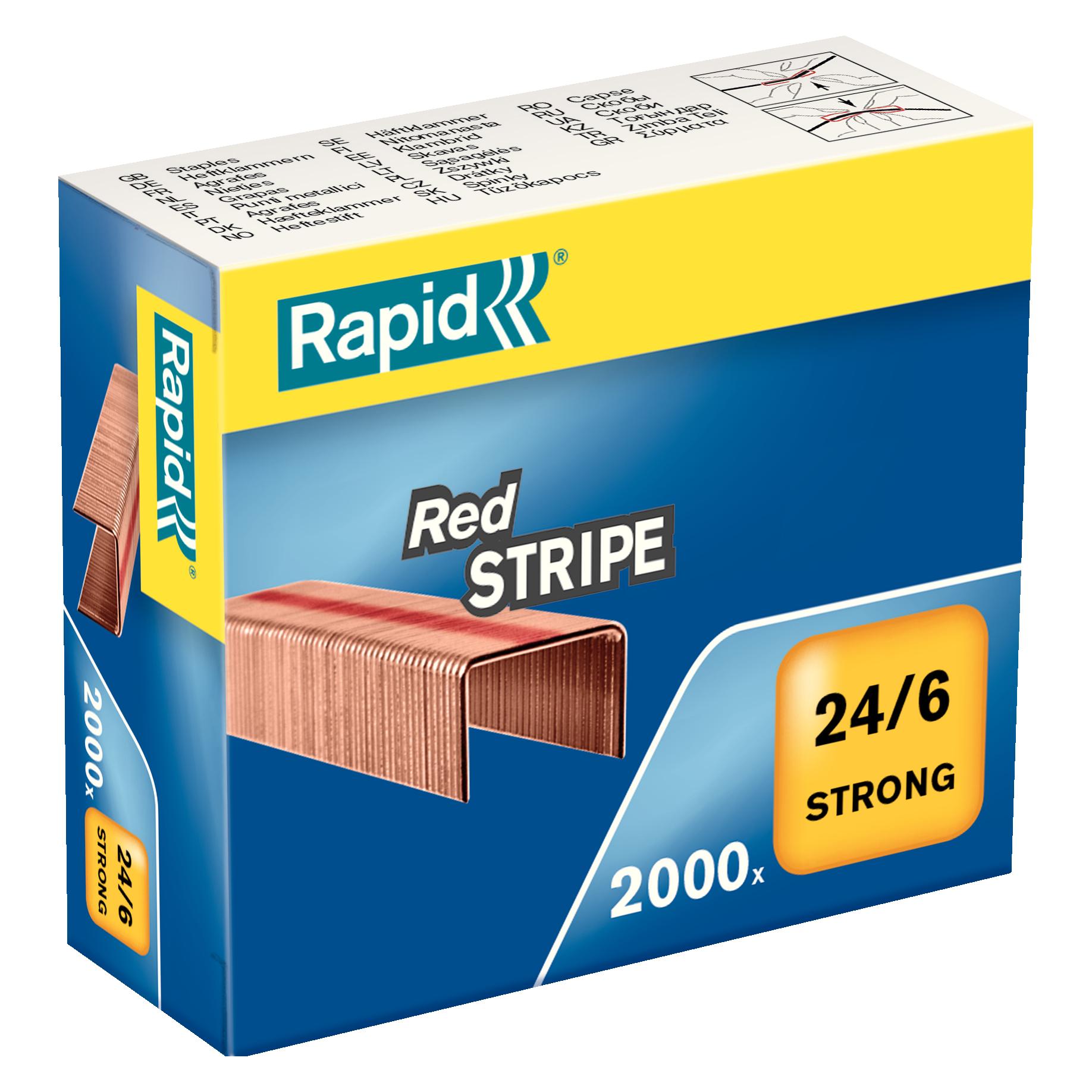 Rapid Heftklammern 11700245 Strong Red Stripe 24/6 Verkupferter Stahl Silber (2000x) (11700245)