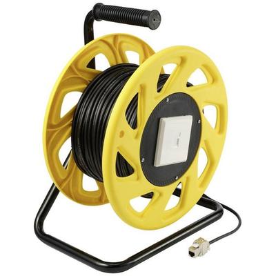Renkforce RJ45 Netzwerk Kabeltrommel CAT 6a S/FTP 60m Schwarz PUR-Mantel