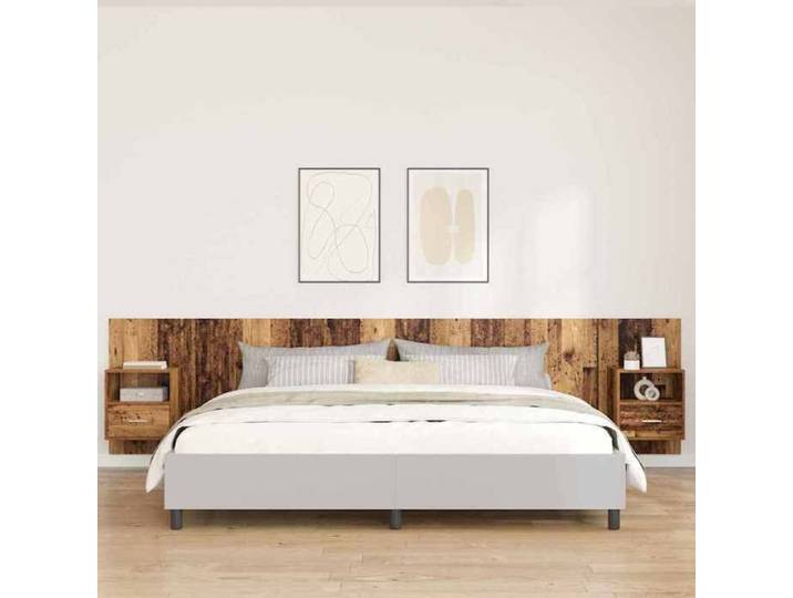 (ON SALE)Accessoire de lit - Armoire Tête de Lit - Tête de lit - avec armoire 3 pcs Bois Ancien Bois d'ingénierie @FR8218291