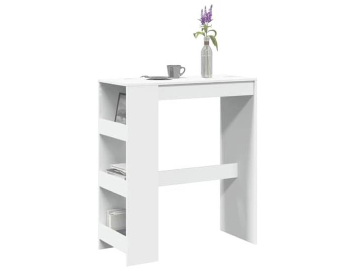 ROMHZKS Bartisch mit Regal Weiß Familientisch Tisch für Küche für Innenraum 90x40x103,5 cm Holzwerkstoff