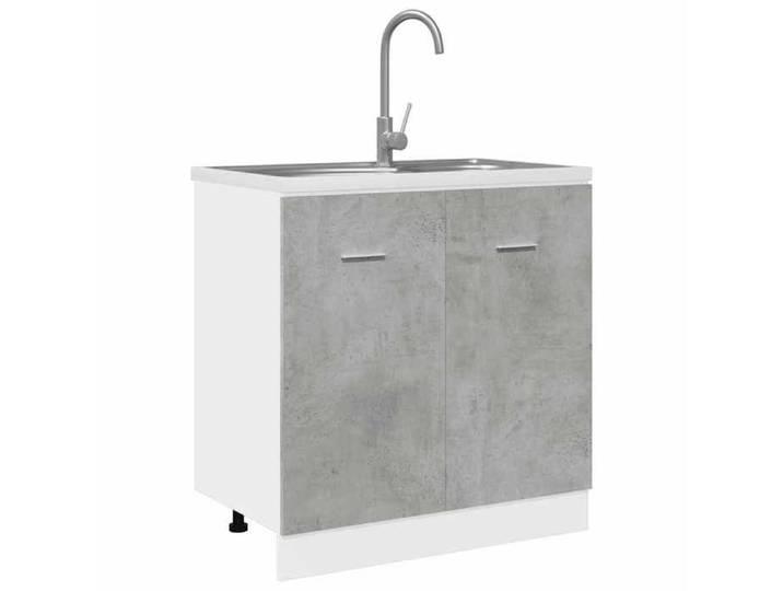 Caisson de cuisine Gris - LEMON® Meuble sous-évier  Lyon  - avec rangement - gris béton - 80x46x81 5cm - Bois d'ingénierie 945 Solde