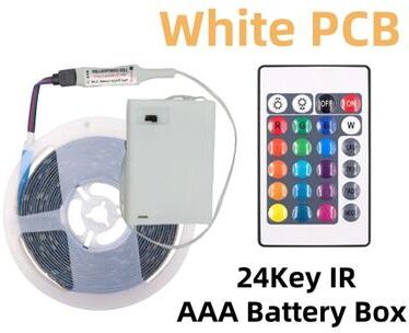 Uplift Picks Portable Battery Powered RGB LED Strip For Colorful Flexible Accent Lighting white (24 Key Kit) 5m ip65 Waterproof