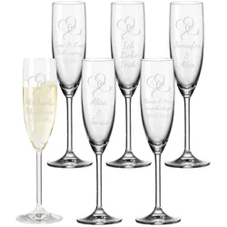 Sektglas DAILY 200 ml Herzen geschwungen 6 Stück