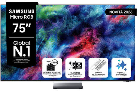 Samsung Micro RGB AI TV 75'' MRE75R95HATXZT, Micro RGB AI Engine Pro, 4K AI Upscaling Pro, Glare Free, Motion Xcelerator 165Hz, Dolby Atmos & OTS+, Infin