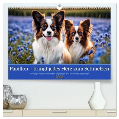 Papillon - bringt jedes Herz zum Schmelzen (hochwertiger Premium Wandkalender 2026 DIN A2 quer), Kunstdruck in Hochglanz