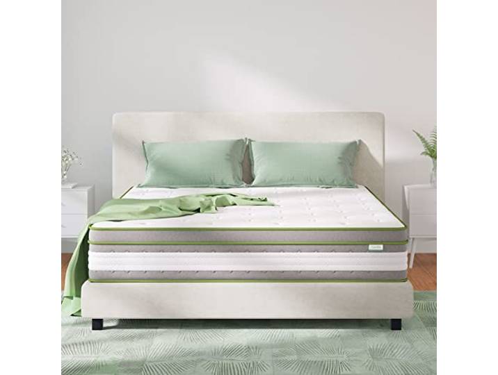 Novilla Matratze 150x190x27cm H3 Federkernmatratze Gel-Memory-Foam Mittelfeste Öko-Tex zertifiziert Rollmatratze Bambus Punktelastische Taschenfederkern Hybridmatratze Weiß