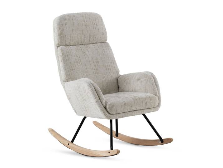Fauteuil à bascule tapissé en chenille blanche