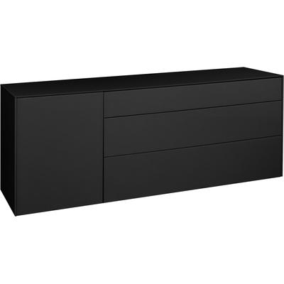 Lowboard MÄUSBACHER "Imola", grau (anthrazit matt lack, glas anthrazit glanz), B:169cm H:42cm, Sideboards, Lowboard, Mäusbacher Lowboard, mit Glasfront und Glasoberplatte, 1 Schublade