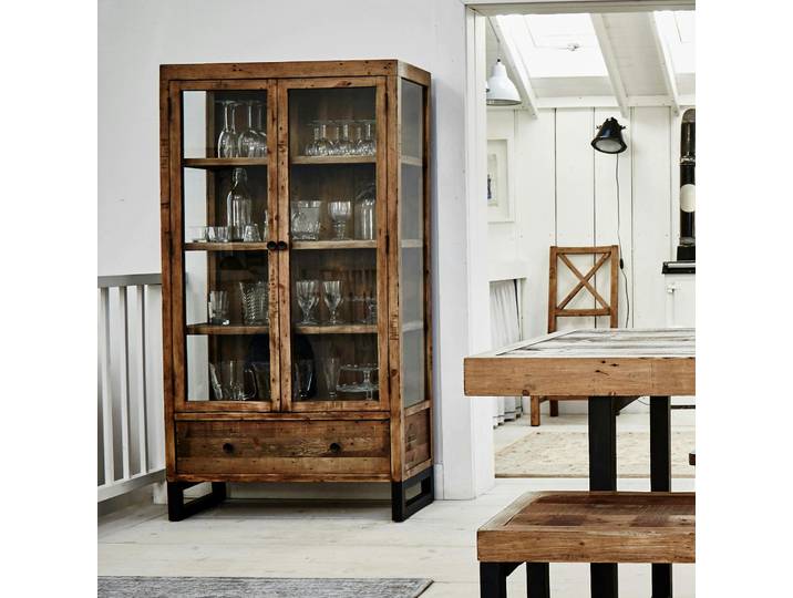 Bibliothèque vitrine bois recyclé BRISBANE