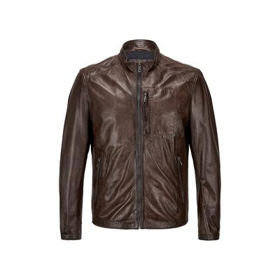 Lederjacke MILESTONE "MSJumper", Herren, Gr. 50, braun (rotbraun), Obermaterial: 100% Lammnappaleder LANA., uni, regular fit, Jacken, robuste Metallreißverschlüsse