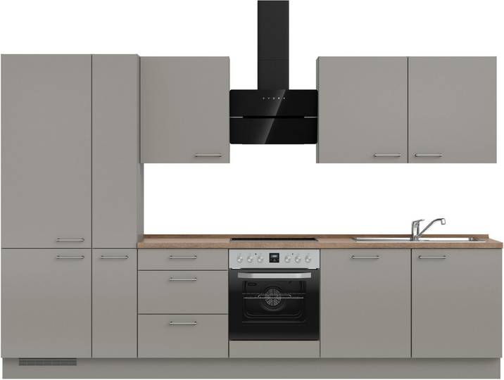 nobilia® Küchenzeile Laser II , NEU: individuell anpassbar mit gratis Profi-Beratung, vormontiert, 330 cm breit, optional mit verschiedenen E‑Geräte-Sets