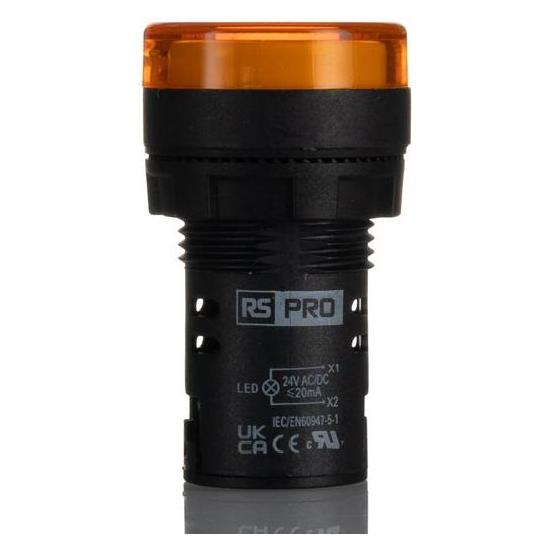 RS PRO Leuchtmelder, 24V ac/dc Gelb, Ausschnitt-Ø (2717493)