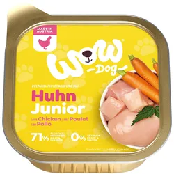 WOW Junior 150g Hundenassfutter Sparpaket 22 x 150 Gramm Huhn mit Karotten