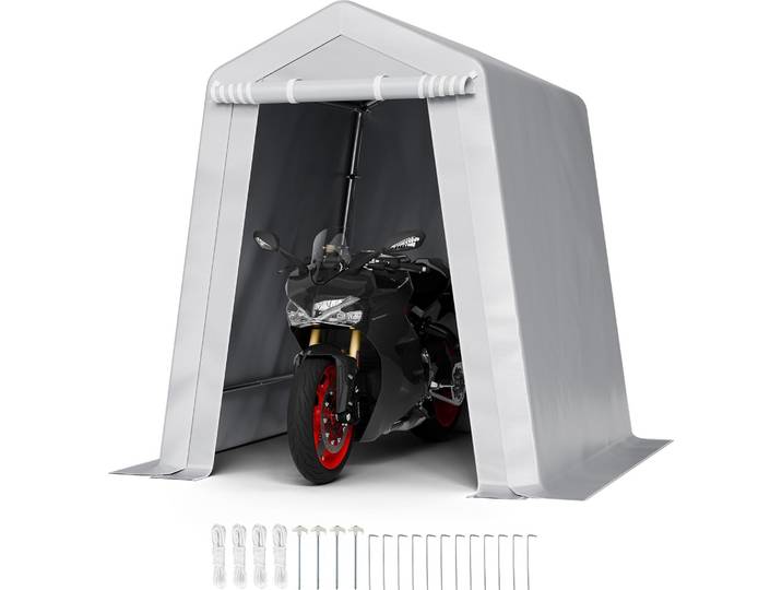 VEVOR Abri de jardin\, 183 x 183 x 213 cm\, tente de garage en PE\, remise à outils\, garage à vélos\, abri de jardin\, abri voiture\, abri à vélos\, garage de rangement pour moto\, tondeuse à gazon\, vélo\, gris
