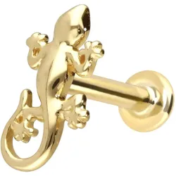 14 Karat Gold Labret mit Innengewinde GECKO