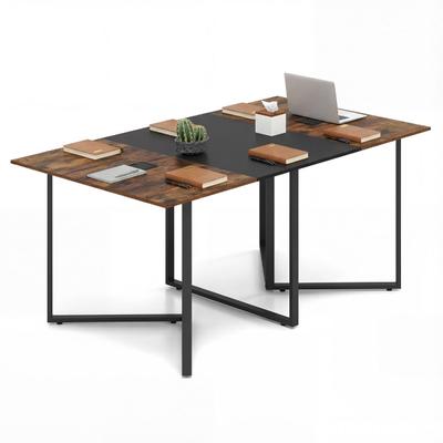 Helloshop26 - Rechteckiger Konferenztisch 180 x 100 x 76,5 cm für 6–8 Personen 2 Kabeldurchführungen Industriedesign rustikales 20_0017468