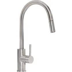 Spültischmischer Salsa herausziehbare Geschirrbrause Ausladung 208 mm Edelstahl matt Evenes