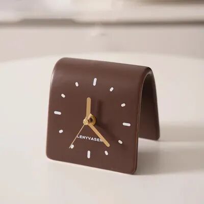 Daily Discovery Modern Ceramic Desk Clock Silent Table Clock For Bedroom Living Room Office Home Decor matte Brown